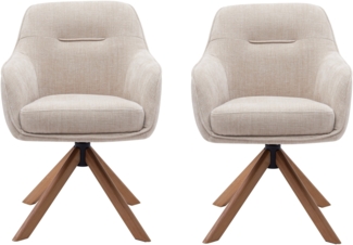 Armlehnstuhl >Avola< (2er-Set) leinen-beige, 360° drehbar, Federkern - 57x87x65 (BxHxT)