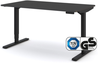 ASSMANN Elektrisch höhenverstellbarer Schreibtisch Y-Line Curved 140x80 cm Anthrazit Schwarz 140x80 cm Metall Holz