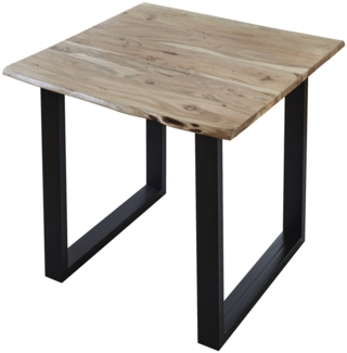 Esstisch Baumkante massiv Akazie natur 90x90 U-Gestell schwarz LUBIN 527952