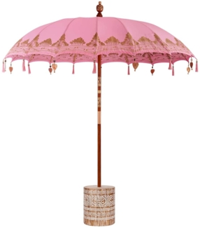 Balinesischer Sonnenschirm Rosa 210-220 cm Baumwolle, Massivholz 3356907
