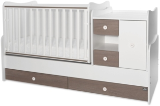 Lorelli Babybett, Jugendbett 3 in 1 Mini Max umbaubar, für 2 Kinder gleichzeitig braun weiß