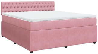 vidaXL Boxspringbett mit Matratze Rosa 180x200 cm Samt 3287817