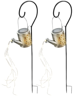 2er Set LED Solar-Steckleuchte, Gießkanne, silber, H 94 cm