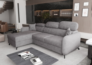 AX LIVING Ecksofa mit Schlaffunktion Ribella 5 L-Form 265cm, Samt in Grau Links