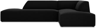 Micadoni 4-Sitzer Samtstoff Modular Ecke rechts Sofa Ruby | Bezug Black | Beinfarbe Black Plastic