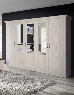 Kleiderschrank "Kashmir" Drehtürenschrank 268cm pinie weiß Landhaus-Stil