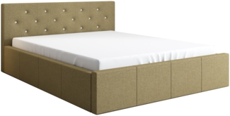 Polsterbett SKIDI-OM 120x200 ohne Matratze mit Bettkasten und Lattenrost. Farbe: BEIGE 24