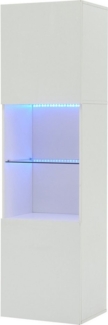 REDOM Vitrine Moderner Vitrinenschrank in Weiß (Highboard, Aufbewahrungsschrank, Hochschrank, Lagerschrank , 1-St, 1 Glasboden, 2 Türen) Hochglanz Vitrine, mit LED-Beleuchtung