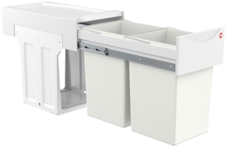 HAILO 3666-00 Abfallsorter 30 (2x15) Liter TANDEM ab 30 cm Schrankbreite, weiß