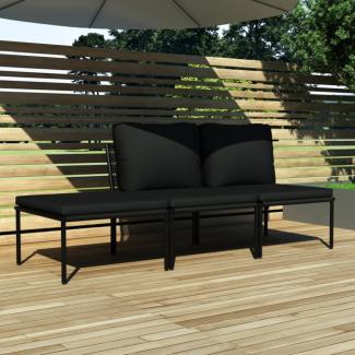 vidaXL 3-tlg. Garten-Lounge-Set mit Auflagen Schwarz PVC 48593