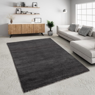 THEKO Wollteppich Gabbeh Uni, Handweb Teppich, meliert, reine Wolle, handgewebt, rechteckig, Höhe: 14 mm, Schlafzimmer, Wohnzimmer, Esszimmer, auch als Läufer oder rund