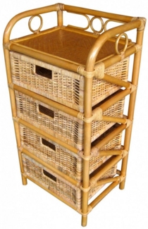 Rattani Standregal Rattanregal mit 4 Schüben, Korbregal mit Schub Fb. honig