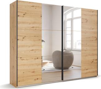 rauch Kleiderschrank; Schwebetürenschrank KRONACH, 2-türig, 2 Spiegeltüren, Eiche Artisan, 261x210x59xcm