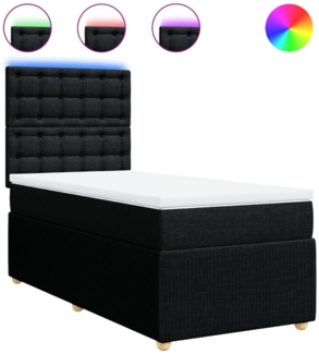 vidaXL Boxspringbett mit Matratze Schwarz 80x200 cm Stoff 3294199