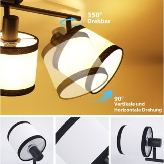 Nettlife Deckenstrahler 1/2//3/4/6 Flammig Schwarz Vintage E14 Deckenleuchte Stoff Retro, LED wechselbar, Küche Schlafzimmer Kinderzimmer Cloakroom