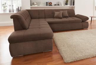 DOMO collection Ecksofa NMoric incl. Zierkissen B/T/H: 273/216/80 cm L-Form, Ottomanen-Abschluss, wahlweise mit Bettfunktion und Armlehnverstellung