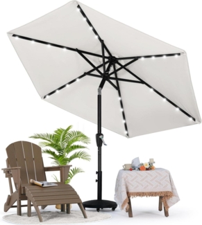 Sonnenschirm 230 cm mit Solar-LED, Gartenschirm Terrassenschirm