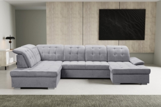 WERK2 Wohnlandschaft Kordula-New Multifunktion Couch, Breite 332cm, U-Form, Sofa in U-Form mit Schlaffunktion & Bettkasten, Schlafcouch