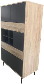 Highboard aus MDF - 78 x 130 x 39 cm - mit 5 Türen, 4 offene Fächer - Natur