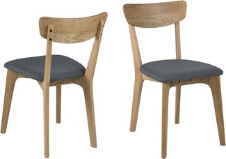 Esszimmerstuhl >Taxi< (2er-Set) in Grau, Stoff, Eiche - 45x80x49cm (BxHxT)