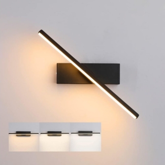 Rosnek LED Wandleuchte Modern, 3 Farben, 330° drehbar, Leselicht für Schlafzimmer Nachttisch, Warmweiß 3000K, Naturweiß 4500K, Kaltweiß 6000K, Wandmontage