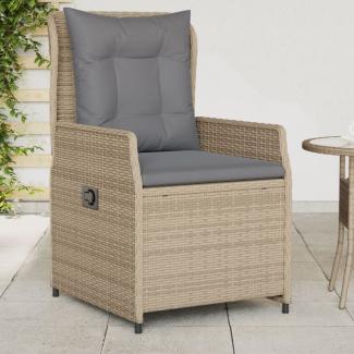 vidaXL Gartensessel 2 Stk. Verstellbar Beige Poly Rattan 368655