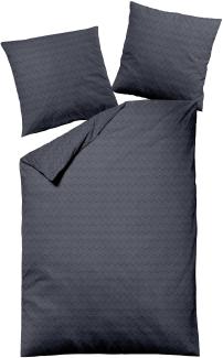 Dormisette Fein Flanell Bettwäsche 155x220 Zickzack blau marine uni 1034-52