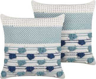 Kissen 2er Set Geometrisches Muster DATURA Baumwolle 45 x 45 cm Blau