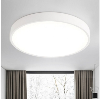 style home LED Deckenleuchte Runde Deckenlampe aus Metall, Warmweiß 3000K ohne Fernbedienung, 24W, Ø30*4cm, Weiß, Metall Lampe für Wohnzimmer Schlafzimmer Küche