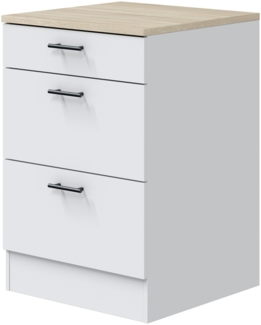 Unterschrank >KIRA< in Weiß glänzend/Mattweiß - 60x90x60 (BxHxT)