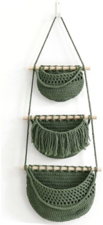 Jumpeak Hängeaufbewahrung Obstkorb Hängend 3 Etagen,Hängekörbe,Wandhängetasche, Hängetasche, Deko-Objekte,Hängeaufbewahrung,Baumwolle-Leinen,Multifunktional