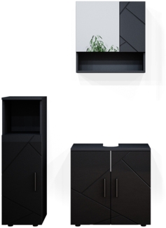 Badmöbel-Set Irma Anthrazit Hochglanz 3 Teile Vicco