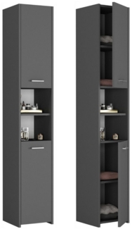 Home Collective Badmöbel-Set Badschrank, Badregal mit Türen 30 cm Breite, 2 Türen, 1 Einlegeboden, 30x30x170 cm, Anthrazit