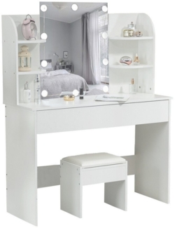Thanaddo Schminktisch Schminktisch mit LED-Beleuchtung,Praktischer Kosmetiktisch (1 Tisch mit Hocker), Breite 105 cm