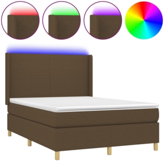 vidaXL Boxspringbett mit Matratze & LED Stoff Dunkelbraun 140x190 cm, Härtegrad: H2 [3138712]
