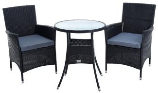 Polyrattan Gartenmöbel Set Gartenset Sitzgruppe Rattan Essgruppe Sessel Schwarz