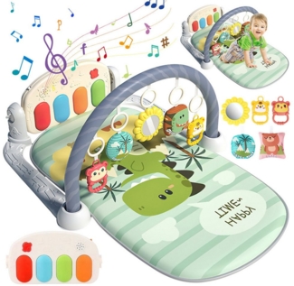 Krabbeldecke Spielmatte mit Spielbogen Baby Lernmatte Spieldecke Erlebnisdecke, ZEUOPQ, mit Klavier, Licht, Musik, Spiegel Lernspielzeug Waschbar