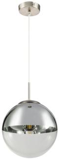 LED Hängelampe, Glaskugel, chrom, klar, 25 cm