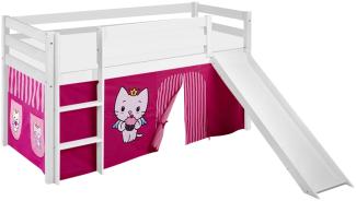 Lilokids 'Jelle' Spielbett 90x190 cm, Angel Cat Sugar, Kiefer massiv, mit Rutsche und Vorhang