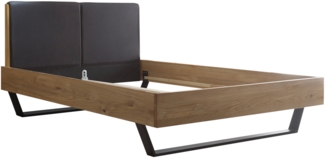 KEKE Modernes Massivholzbett 140x200 - Komfortables Balkenbett aus massiver Eiche mit Metallkufen - 146 x 97 x 215 cm (B/H/T)