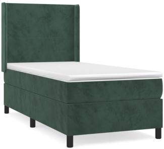 vidaXL Boxspringbett mit Matratze Dunkelgrün 100x200 cm Samt 3132546