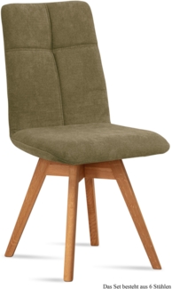 Esszimmerstuhl drehbar (6er-Set) Dorea 47x92x60 Eiche geölt/Olivgrün