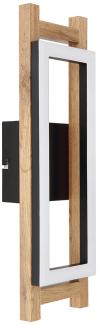 LED Wandleuchte, Holzoptik, schwarz, opal, H 45cm