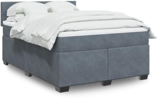 vidaXL Boxspringbett mit Matratze Dunkelgrau 140x190 cm Samt 3288607