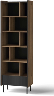Bücherregal Regal Pereto 59x40x190cm Warmia Nussbaum schwarz matt
