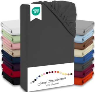 Jersey Spannbettlaken 140-160x200cm Baumwolle weich bügelfrei komfort Anthrazit