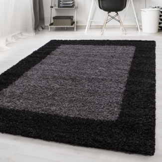 Homtex Hochflor-Teppich, 60 x 110 cm, Designer Hochflor Teppich, Langflor Shaggy Teppich 2 farbig Bordürr