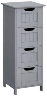 Vasagle Badezimmerschrank mit 4 Schubladen, MDF mystisches grau, 30 x 30 x 82 cm