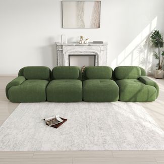 4-Sitzer-Sofa aus weichem Cordstoff,32D hochelastische Polsterung haustierfreundlich und ergonomisch vakuumverpackt frei kombinierbar ohne Montage für Schlafzimmer und Büro,Cordstoff,Green,