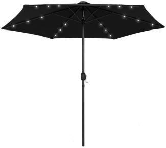 vidaXL Sonnenschirm mit LED-Beleuchtung und Alu-Mast 270 cm Schwarz 47358